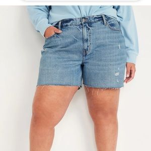 Old Navy Blue Denim High Rise Slouchy Straight Plus Size Denim Shorts NWT